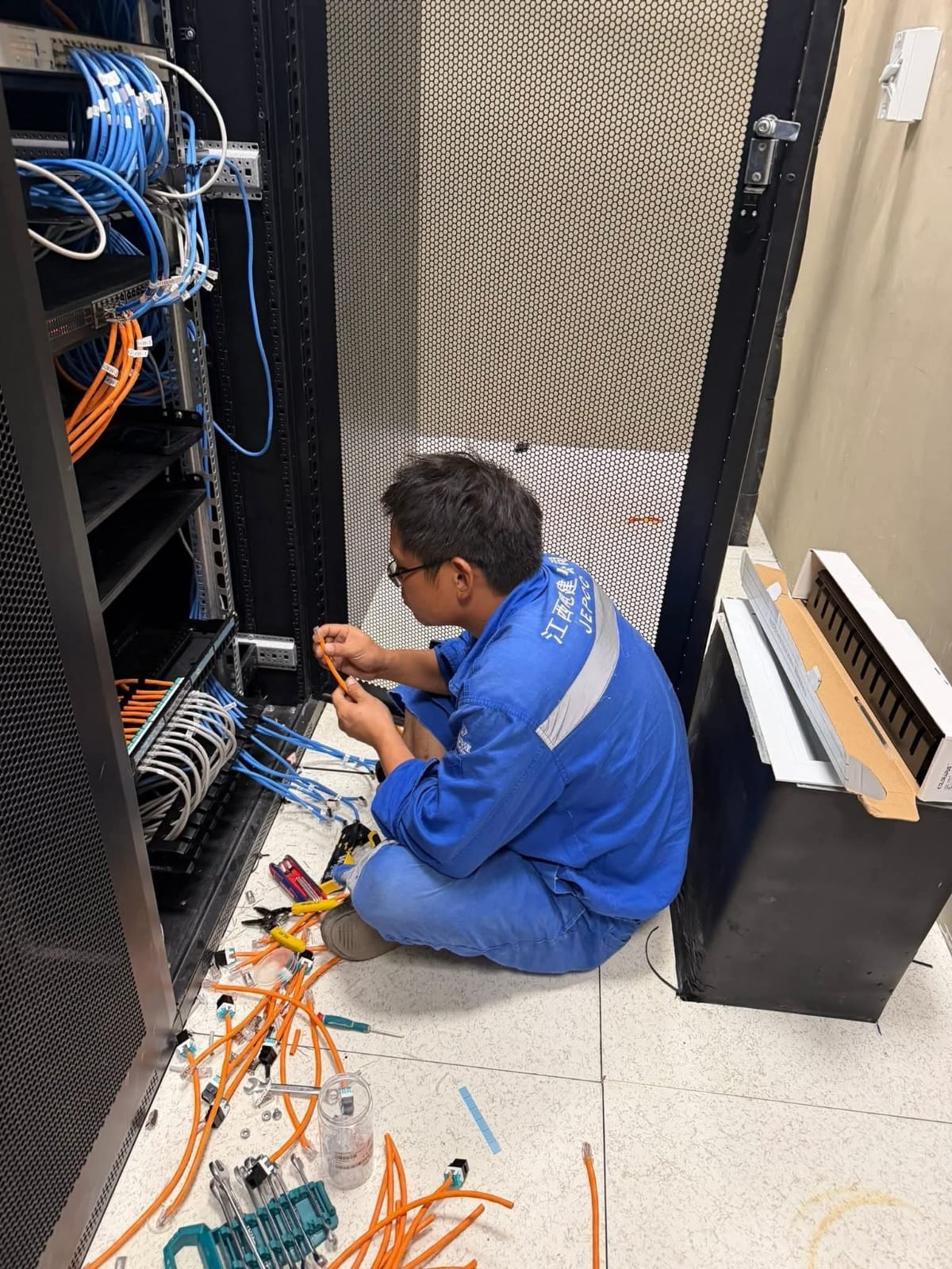 A technician at work
